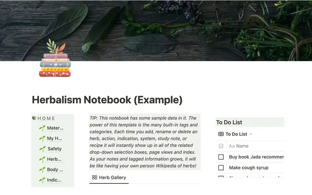 Herbalist Notebook (Materia Medica)