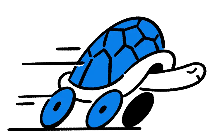 Illustration of a speeding tortoise