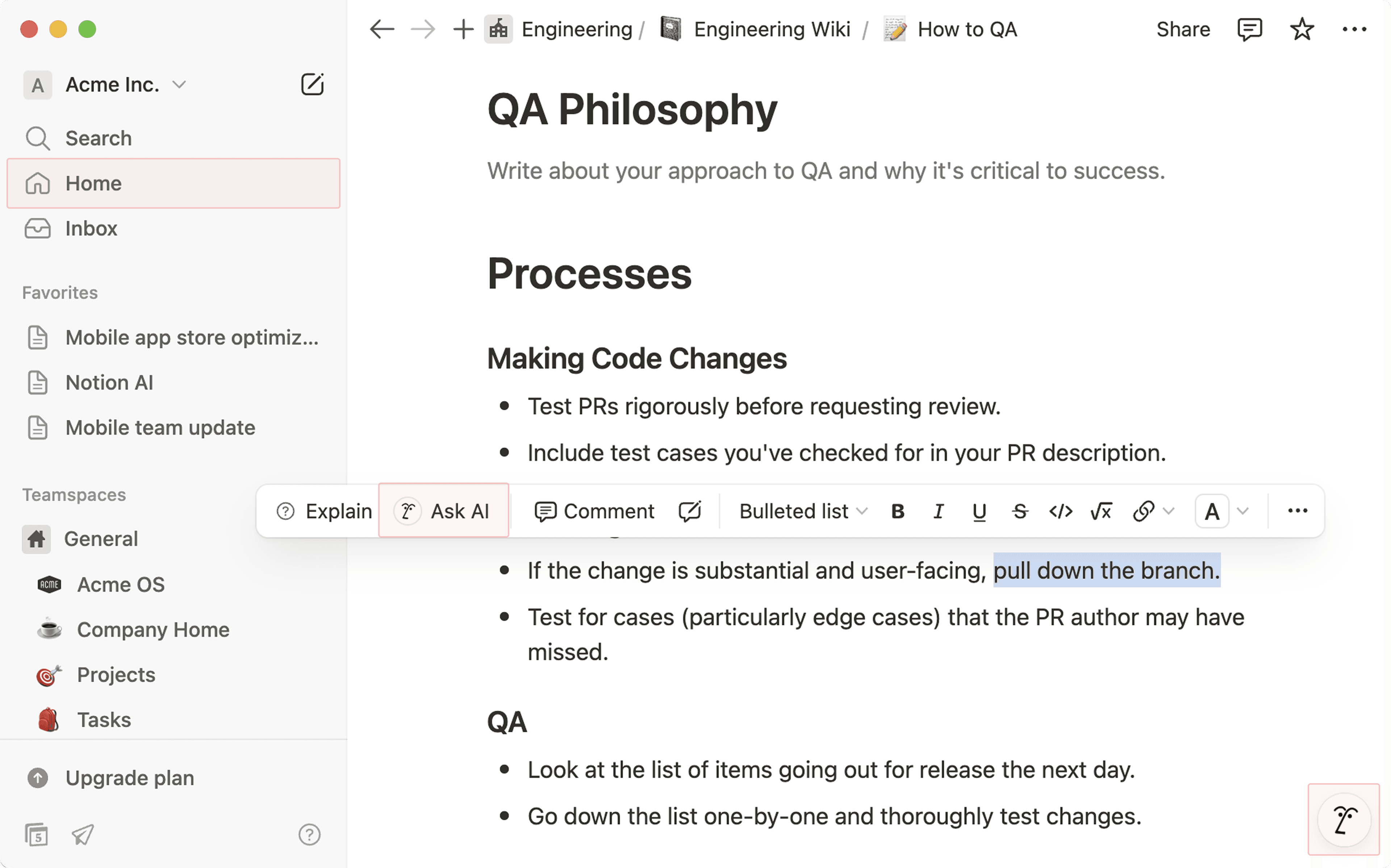 hc: notion ai entry points