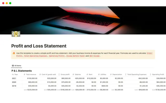 Profit and Loss Statement