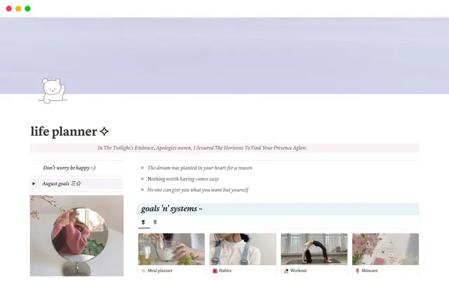 Life planner | Dashboard