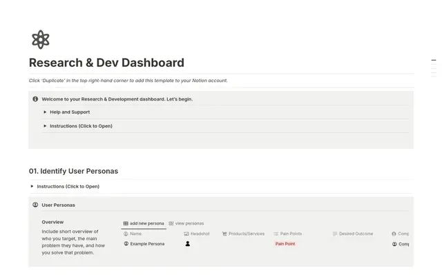 Research & Dev Dashboard
