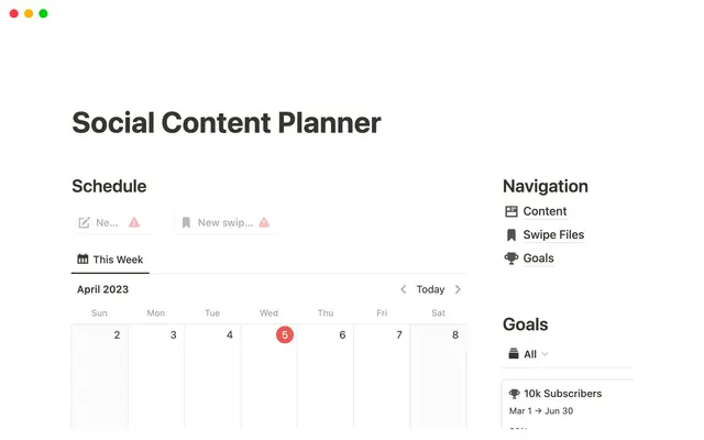 Notion Social Content Planner