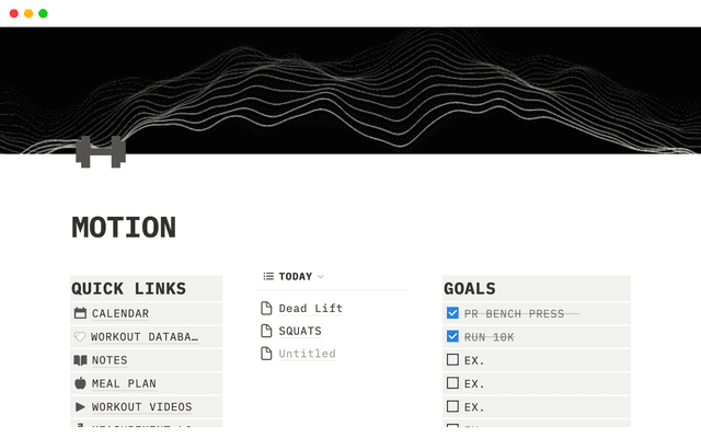 Motion Fitness Planner