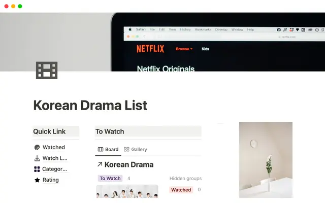 Notion Korean Drama Template