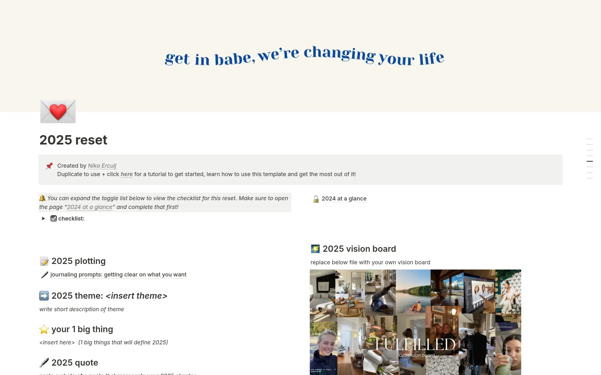 Screenshot of Turn your goals into habits collection by Notion