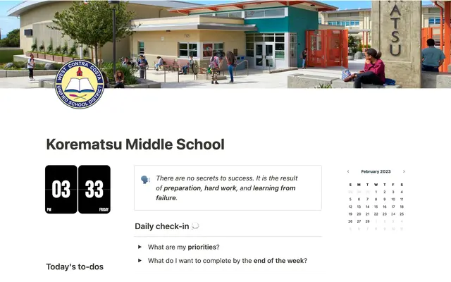 Middle Schoolers' Dashboard